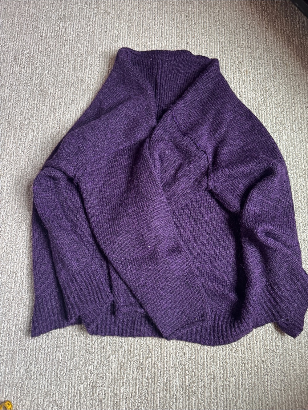 Cozy Deep Purple Button-Front Knit Cardigan - Picture 7 of 9